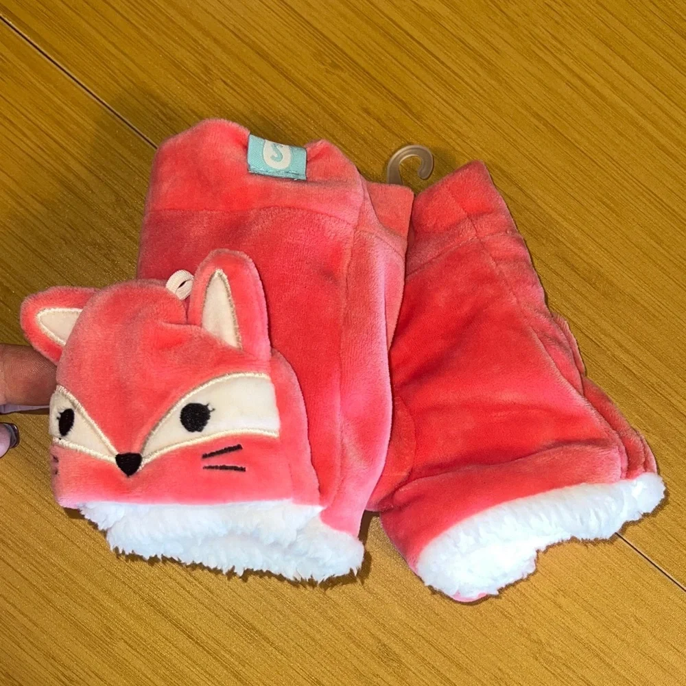 NWT Squishmallows Pink Fox plush beanie, hat, glove, and mittens set small
